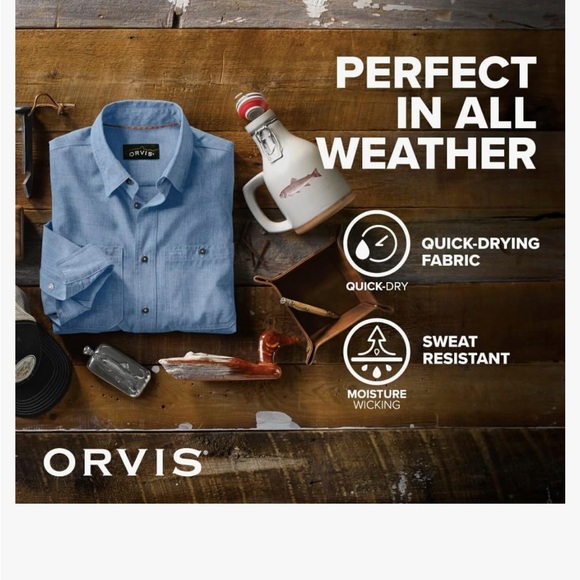 Orvis Tech Chambray Long Sleeve Men's Work Shirt - Picture 5 of 6